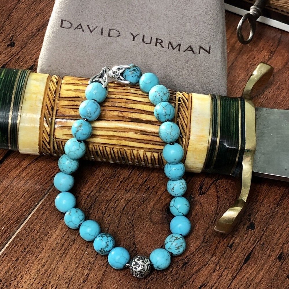 DAVID YURMAN Men's Waves Spiritual Beads Bracelet with Turquoise, 8.5 inch Used